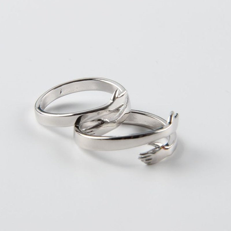 925 Sterling Silver Couple Hug Ring